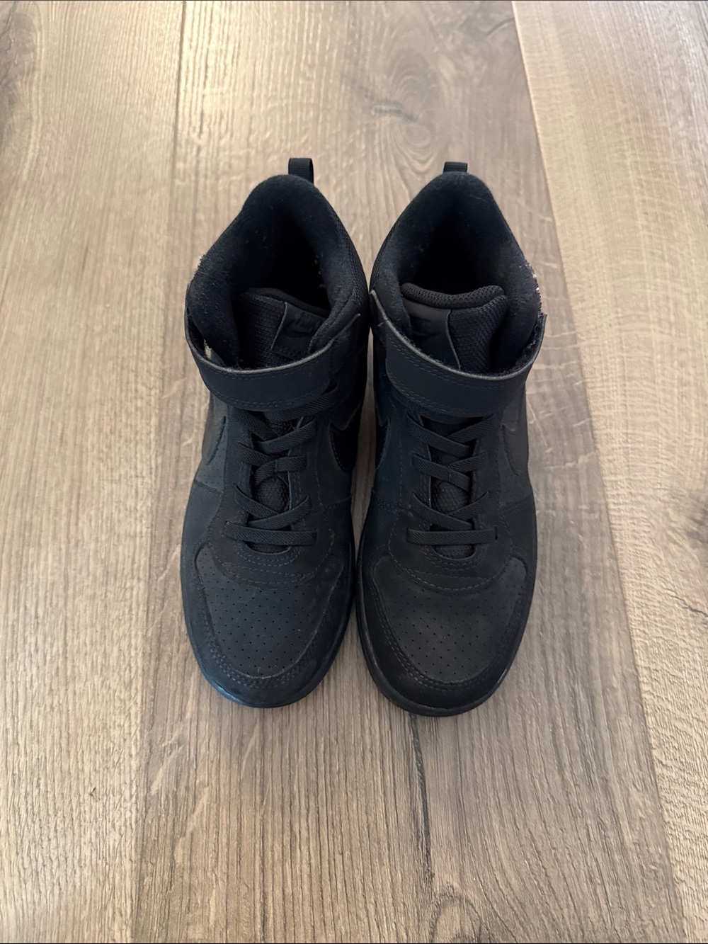 Nike Kids Black High-Top Sneakers with Strap
